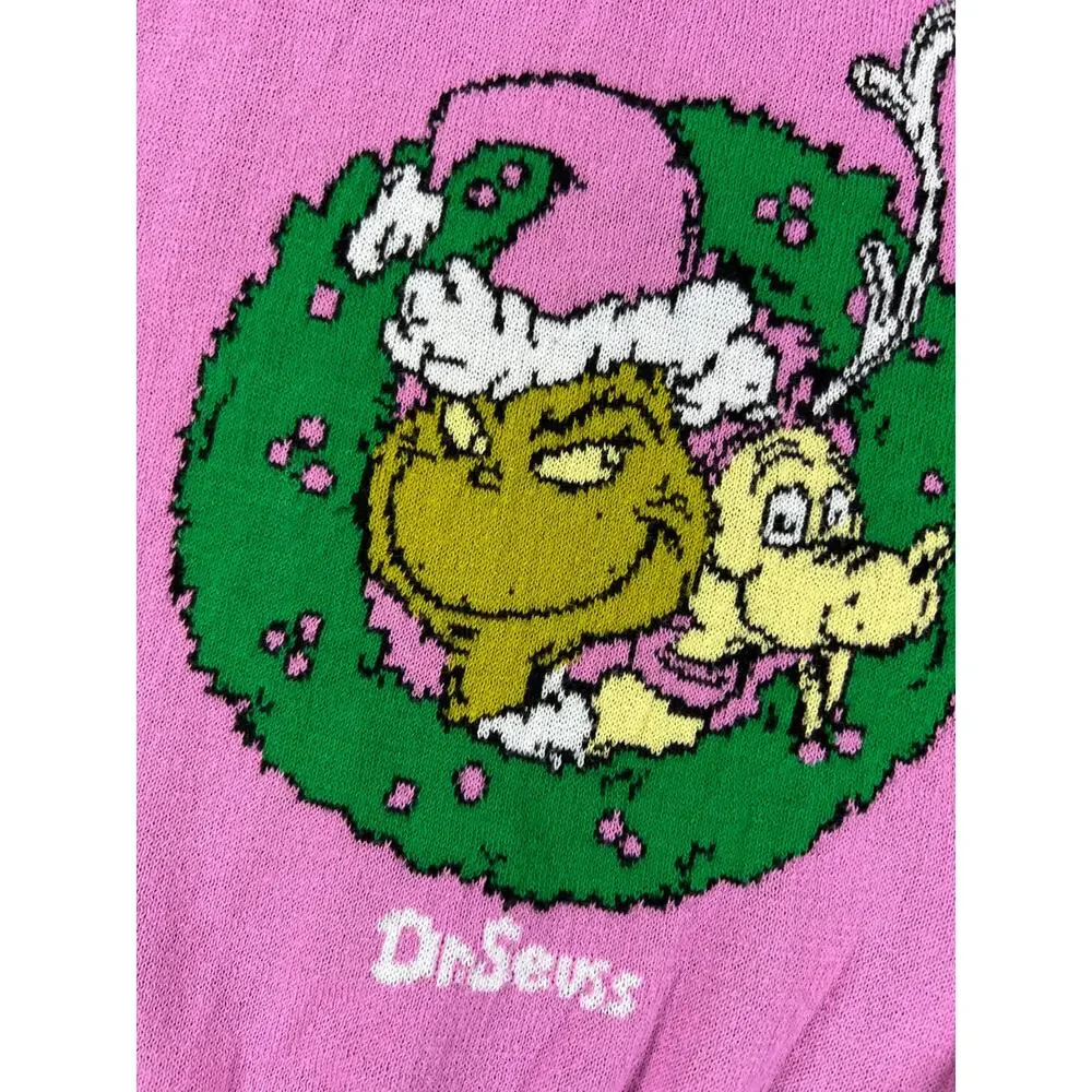 Dr Seuss Pink Grinch Sweater Christmas Wreath Max Toddler Girls Size 4T